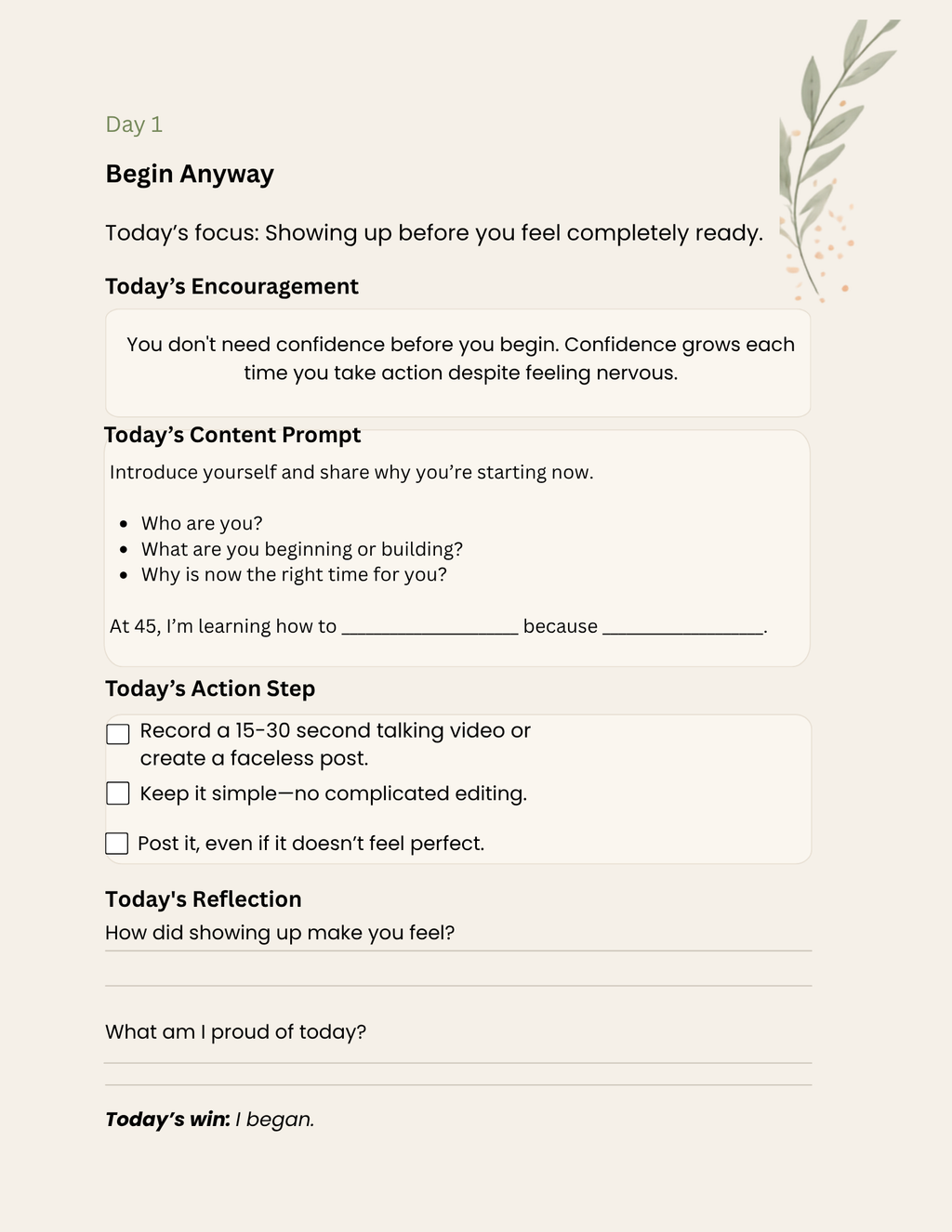Starting Over at 45: A 30-Day Confidence Planner
