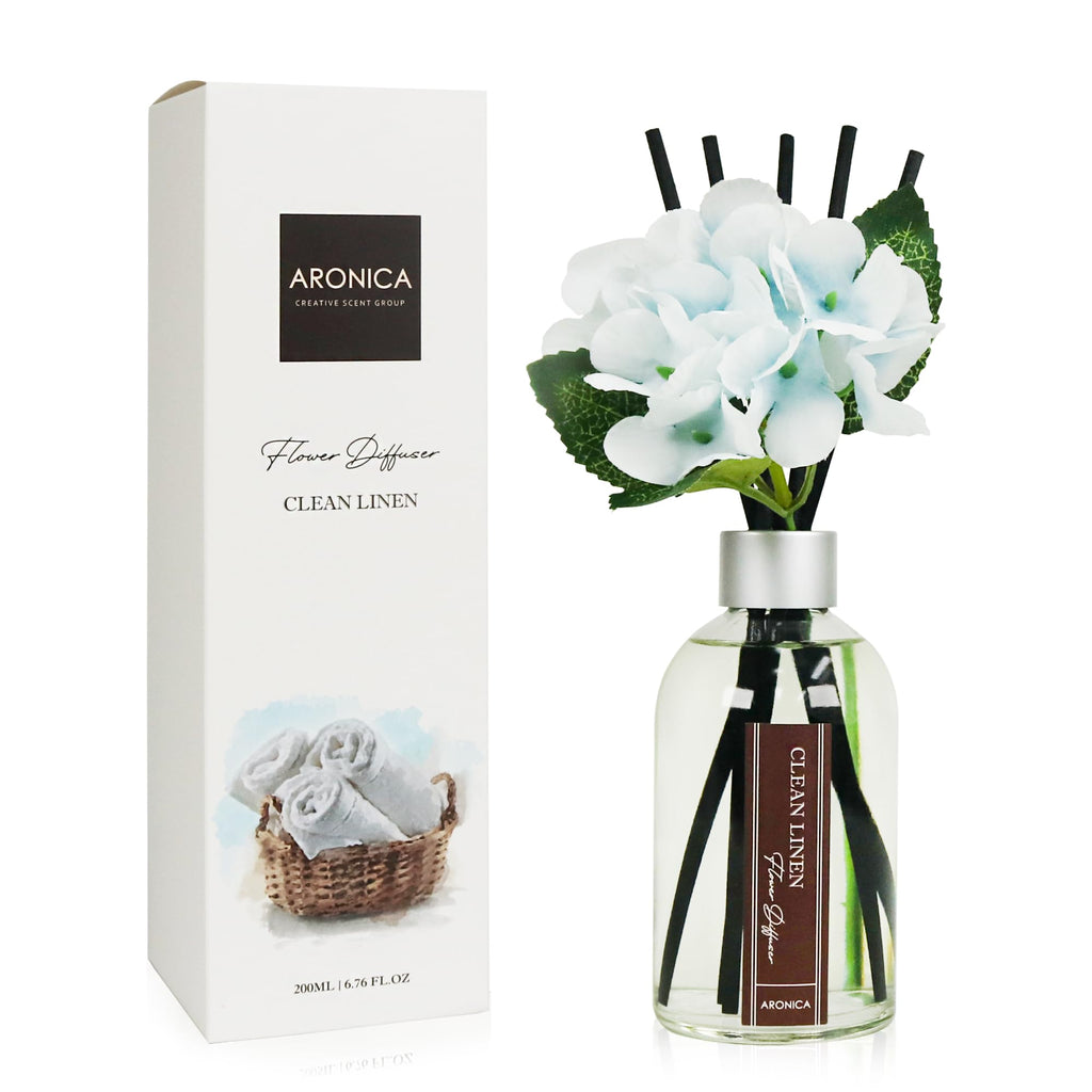 Aronica Clean Linen Reed Diffuser for Bathroom Decor Room Fresheners for Home Long Lasting Accesorio Para Hogar House Registry Idea Bathroom Smelling Good Aesthetic Room Decor Apartment House